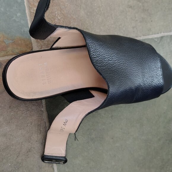 Stuart Weitzman Black Leather Shoes Platform Sandals - Picture 6 of 6